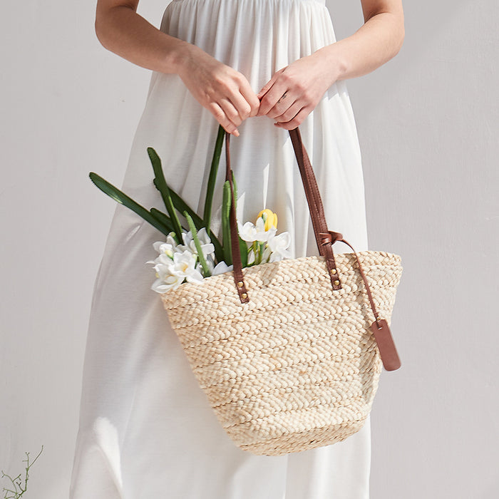 Large Woven Summer Straw Tote 