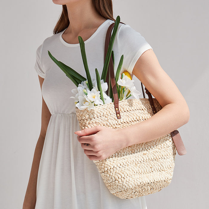 Large Woven Summer Straw Tote 