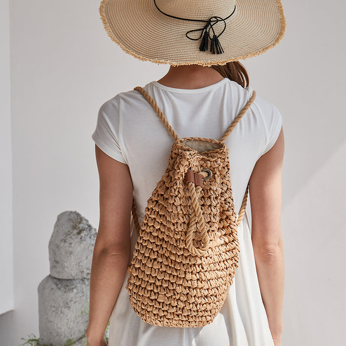 FinebagStudio Woven Summer Straw Handbag Beach Backpack for vacation —  finebagstudios