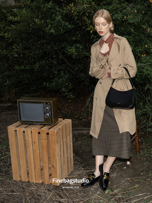 FinebagStudio Leather Baguette Shoulder Bag
