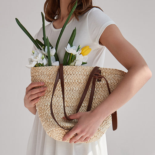 Large Woven Summer Straw Tote 