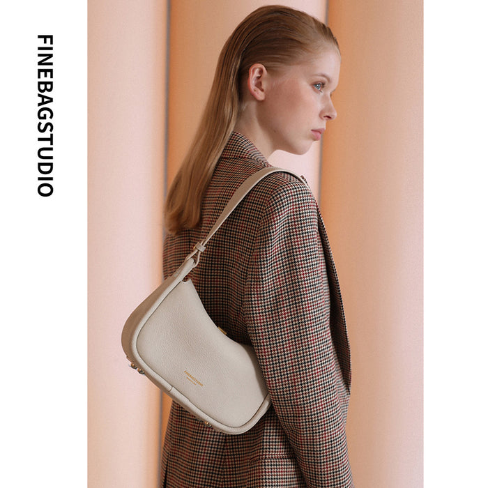 FinebagStudio Leather Baguette Shoulder Bag for Women