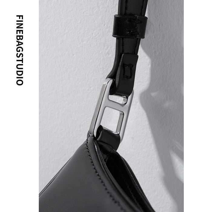 FinebagStudio Black Leather Shoulder Bag - finebagstudios