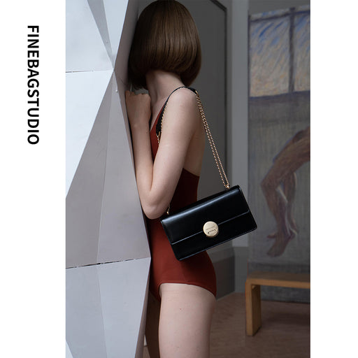 FinebagStudio Leather Crossbody Chain Shoulder Bag - finebagstudios