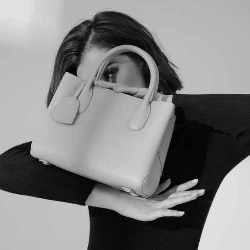 FinebagStudio Simple design Leather Top Handle Bag with Crossbody Strap - finebagstudios
