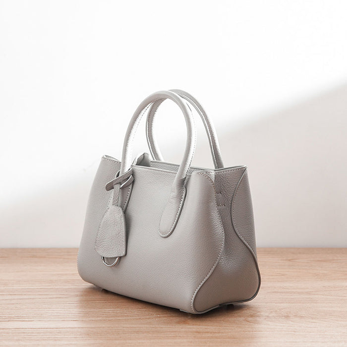 FinebagStudio Simple design Leather Top Handle Bag with Crossbody Strap - finebagstudios