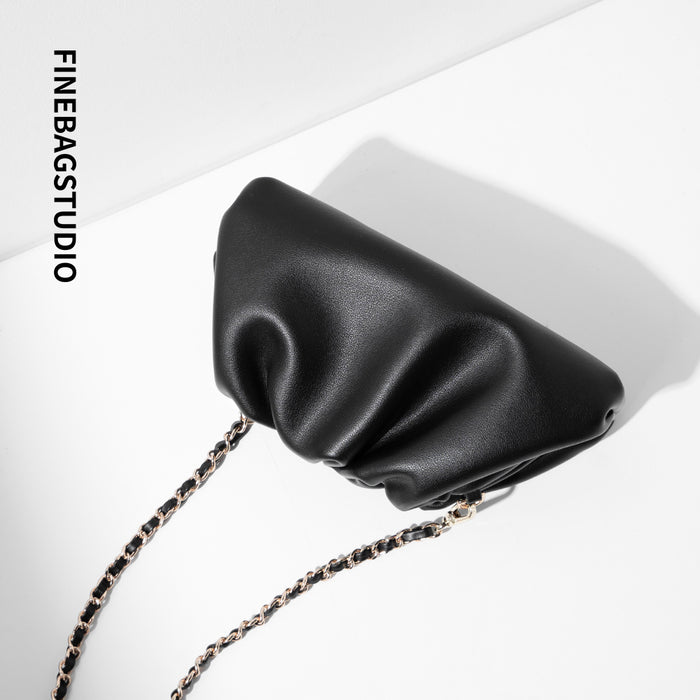 FinebagStudio Ruched Clutch Leather Crossbody Bags - finebagstudios