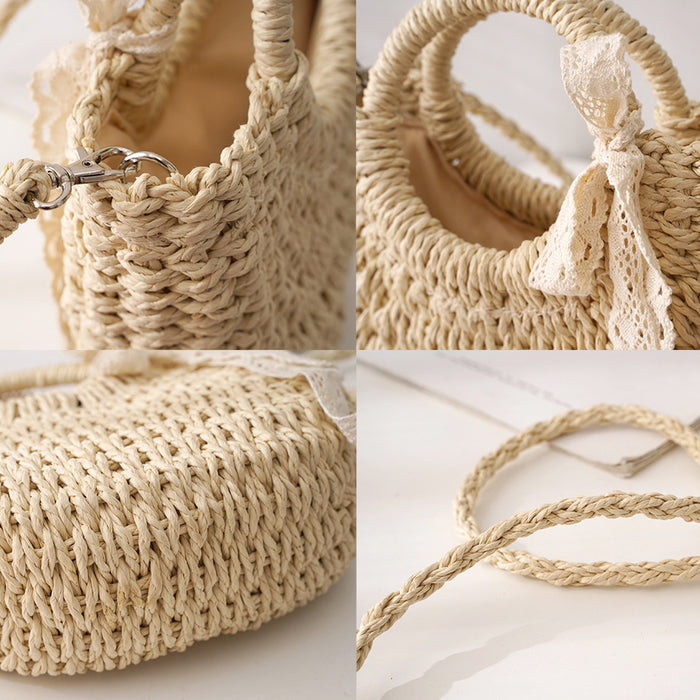 FinebagStudio Women Straw Tote Bag Woven Summer Beach Crossbody Bag - finebagstudios