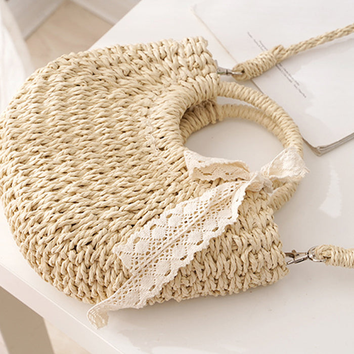 FinebagStudio Women Straw Tote Bag Woven Summer Beach Crossbody Bag - finebagstudios