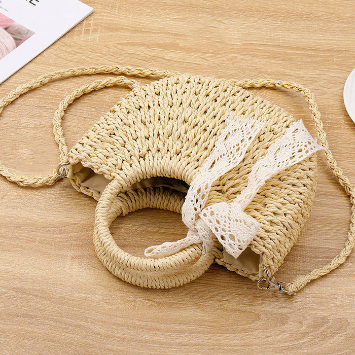FinebagStudio Women Straw Tote Bag Woven Summer Beach Crossbody Bag - finebagstudios