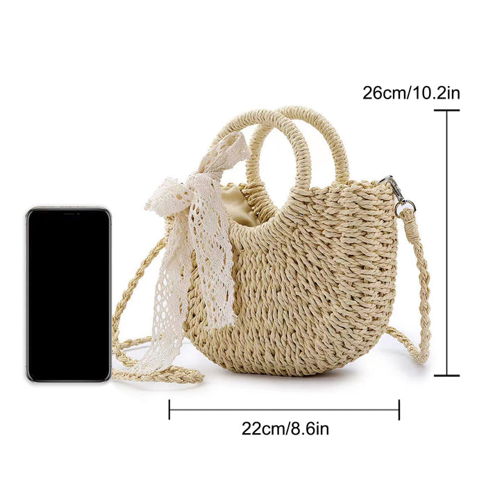 FinebagStudio Women Straw Tote Bag Woven Summer Beach Crossbody Bag - finebagstudios