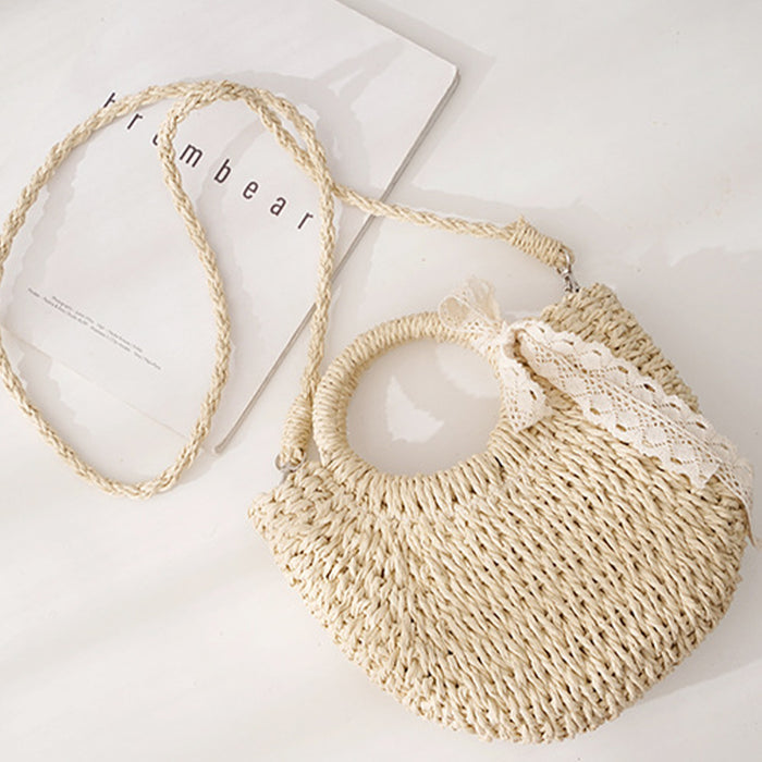 FinebagStudio Women Straw Tote Bag Woven Summer Beach Crossbody Bag - finebagstudios