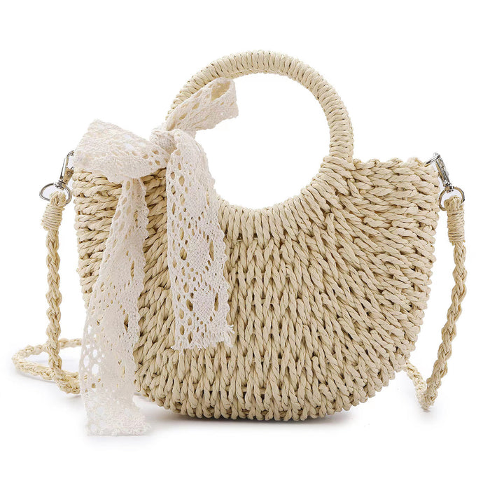 FinebagStudio Women Straw Tote Bag Woven Summer Beach Crossbody Bag - finebagstudios