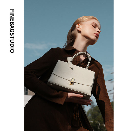 FinebagStudio Leather White Tote Bag with Cross-body Strap - finebagstudios
